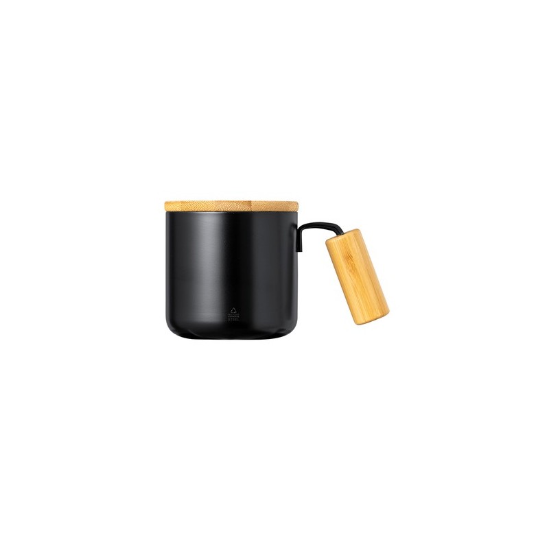 Tasse Isotherme Éco-responsable Personnalisée - Claire Matières : bambou Couleurs : noir