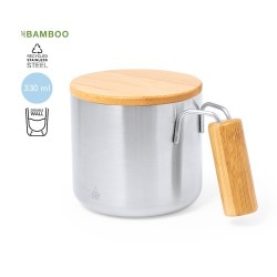 Tasse Isotherme Éco-responsable Personnalisée - Claire Matières : bambou Couleurs : noir 2