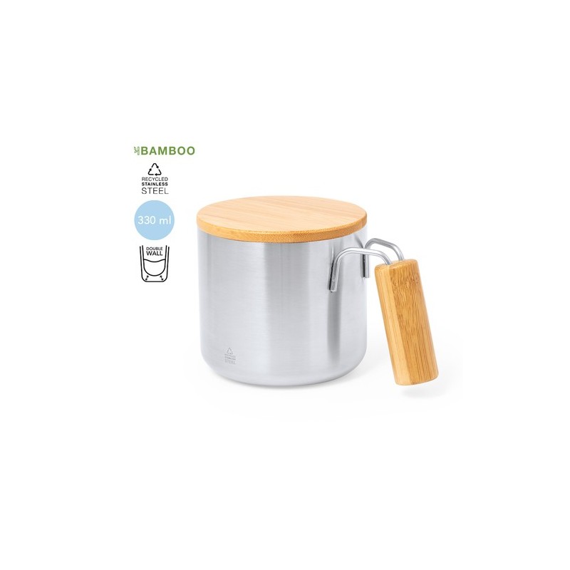 Tasse Isotherme Éco-responsable Personnalisée - Claire Matières : bambou Couleurs : noir impression haute définition