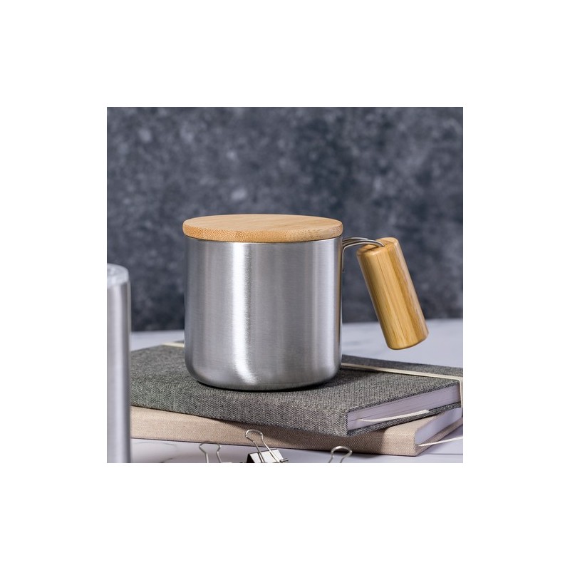 Tasse Isotherme Éco-responsable Personnalisée - Claire Matières : bambou Couleurs : noir cadeau affaires élégant