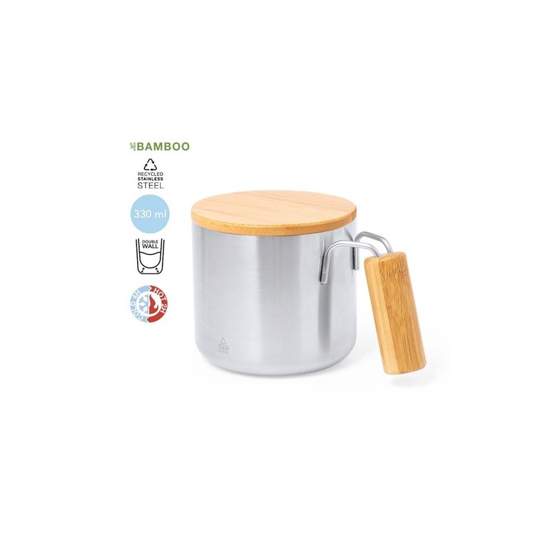 Tasse Isotherme Éco-responsable Personnalisée - Claire Matières : bambou Couleurs : noir goodies publicitaire durable
