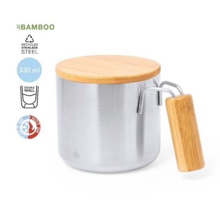 Tasse Isotherme Éco-responsable Personnalisée - Claire Matières : bambou Couleurs : noir goodies publicitaire durable
