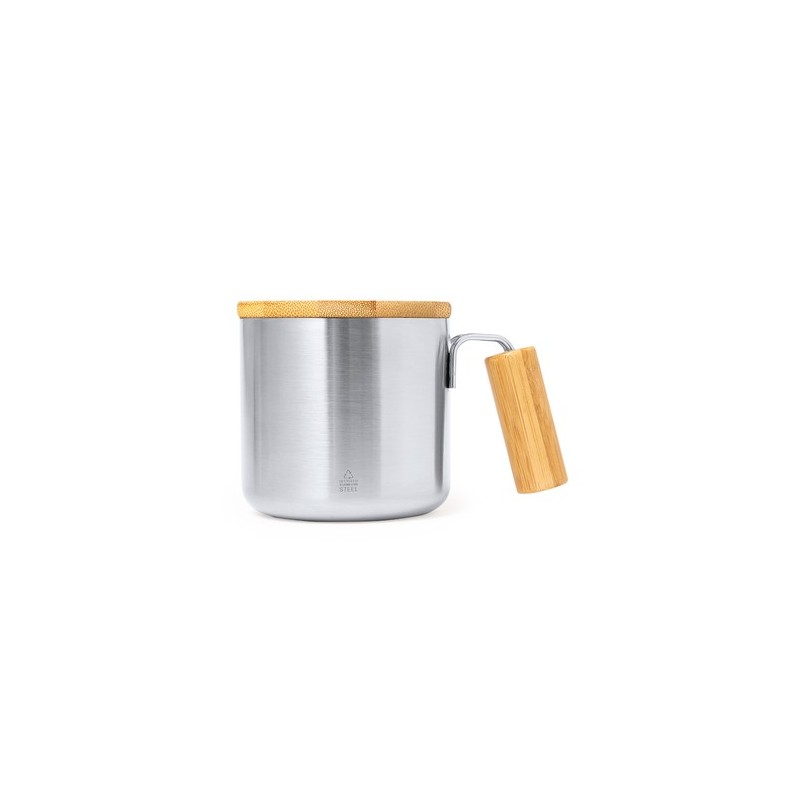 Tasse Isotherme Éco-responsable Personnalisée - Claire Matières : bambou Couleurs : argenté personnalisable avec votre logo