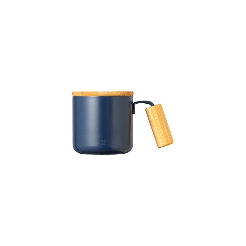Tasse Isotherme Éco-responsable Personnalisée - Claire Matières : bambou Couleurs : bleu marine cadeau entreprise pas cher