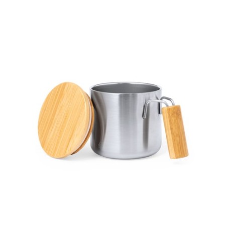Tasse Isotherme Éco-responsable Personnalisée - Claire Matières : bambou Couleurs : bleu marine objet publicitaire robuste