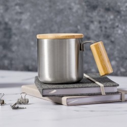 Tasse Isotherme Éco-responsable Personnalisée - Claire Matières : bambou Couleurs : bleu marine objet publicitaire robuste