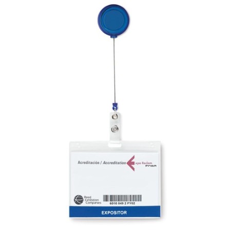 Badge Extensible Pratique Personnalisé - LADES Matières : ABS Couleurs : bleu impression haute définition