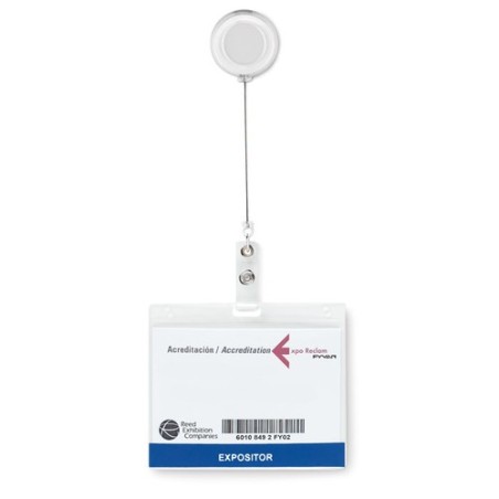 Badge Extensible Pratique Personnalisé - LADES Matières : ABS Couleurs : blanc transparent marquage laser ultra précis