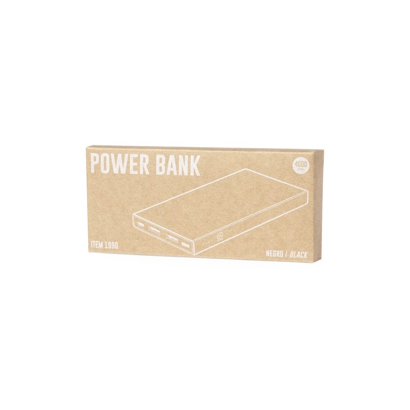 Batterie Éco-responsable Personnalisée 4000 mAh Pas Cher - Power Bank Ginval Matières : aluminium recyclé  Couleurs : noir objet