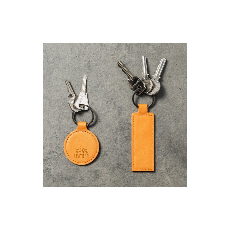 Porte-Clés Éco-responsable Personnalisable Noemix Matières : cuir recyclé Couleurs : marron marquage laser ultra précis