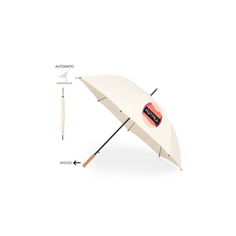 Parapluie XL Pratique Résistant Personnalisé Tinnar Matières : pongée Couleurs : naturel
