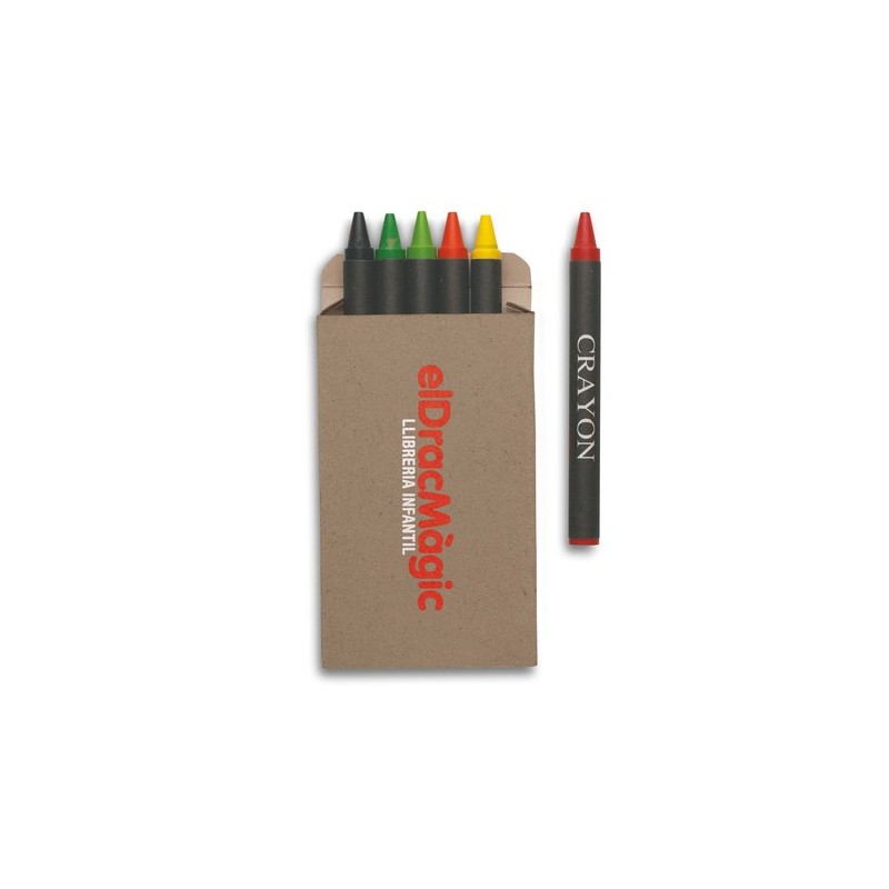 Étui  de 6 crayons de cire publicitaires : BRABO Matières : cire Couleurs : multicolore personnalisable avec votre logo