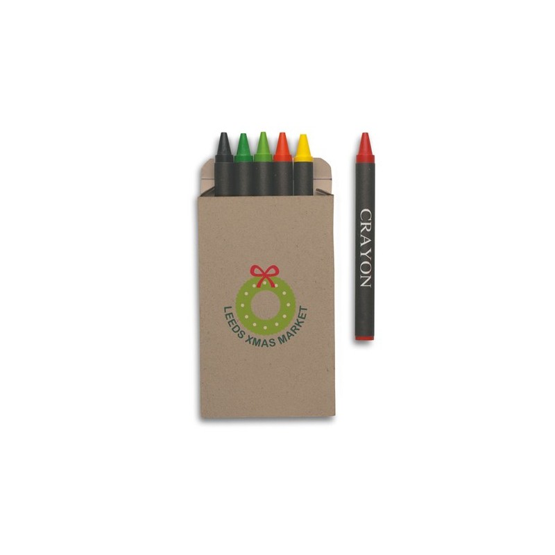 Étui  de 6 crayons de cire publicitaires : BRABO Matières : cire Couleurs : multicolore cadeau entreprise pas cher