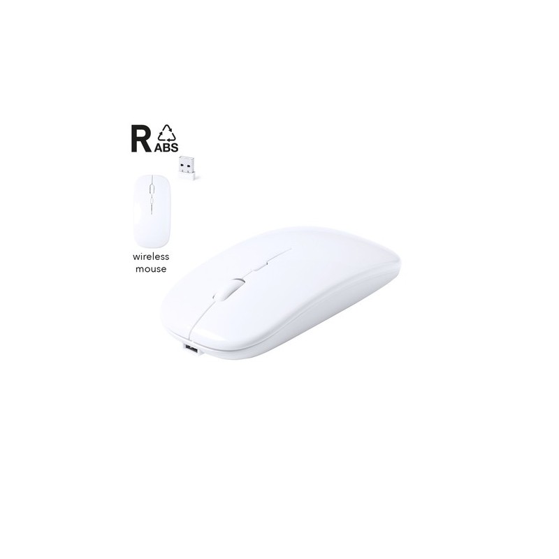 Souris Éco-responsable Ergonomique Personnalisée Chestir RCS Matières : ABS recyclé Couleurs : blanc personnalisable avec votre 