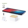 Écouteurs Bluetooth Éco-Responsables Personnalisés Billins Matières : bambou Couleurs : blanc personnalisable avec votre logo