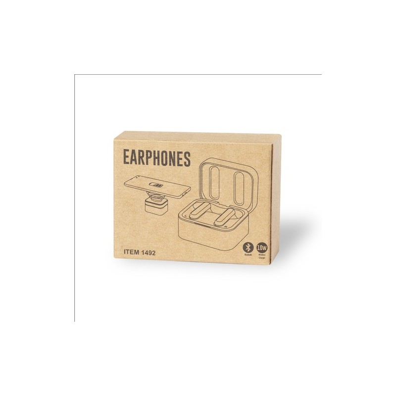 Écouteurs Bluetooth Éco-Responsables Personnalisés Billins Matières : bambou Couleurs : blanc livraison express 24h 48h