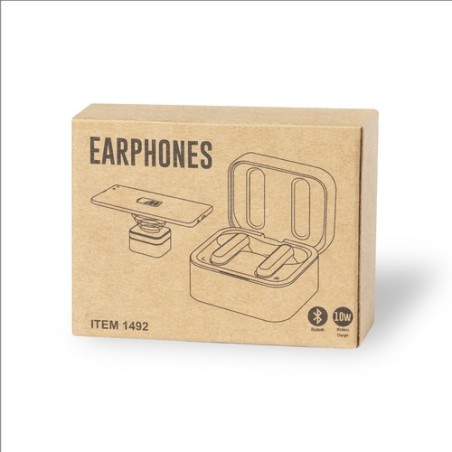 Écouteurs Bluetooth Éco-Responsables Personnalisés Billins Matières : bambou Couleurs : blanc livraison express 24h 48h