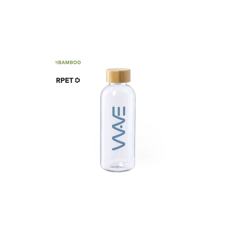Gourde Éco-responsable et Durable Personnalisée Solarix Matières : bambou Couleurs : transparent marquage laser ultra précis