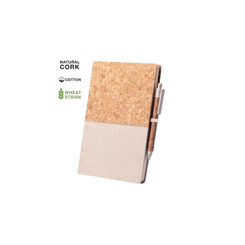Bloc Notes Éco-responsable Personnalisé - Brastel Matières : liège Couleurs : naturel personnalisable avec votre logo