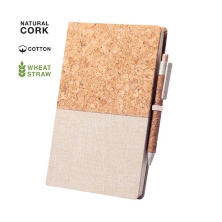 Bloc Notes Éco-responsable Personnalisé - Brastel Matières : liège Couleurs : naturel personnalisable avec votre logo