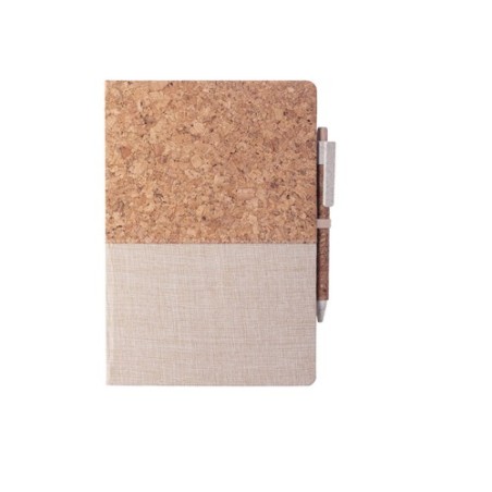 Bloc Notes Éco-responsable Personnalisé - Brastel Matières : liège Couleurs : naturel impression haute définition
