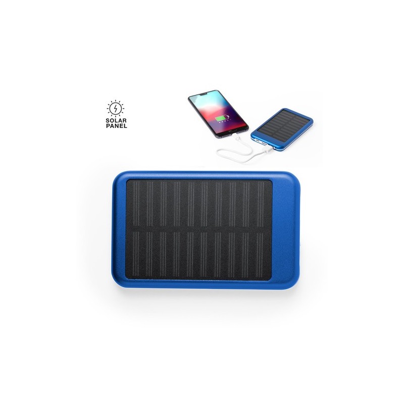 Batterie solaire personnalisée 4000 mAh - Power Bank Rudder Matières : aluminium Couleurs : noir objet promotionnel éco-responsa