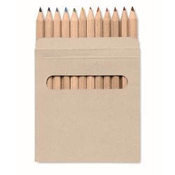 Étui fenêtre 12 crayons publicitaire idéal cadeau d'entreprise : ARCOLOR Matières : bois Couleurs : marron