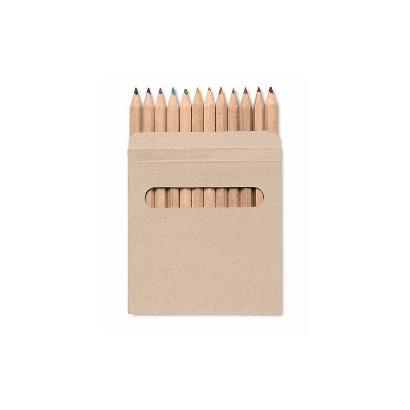 Étui fenêtre 12 crayons publicitaire idéal cadeau d'entreprise : ARCOLOR Matières : bois Couleurs : marron