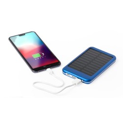 Batterie solaire personnalisée 4000 mAh - Power Bank Rudder Matières : aluminium Couleurs : bleu objet promotionnel éco-responsa