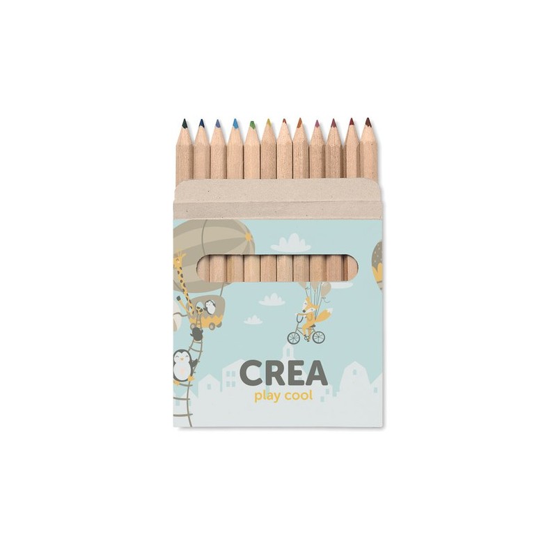 Étui fenêtre 12 crayons publicitaire idéal cadeau d'entreprise : ARCOLOR Matières : bois Couleurs : marron cadeau entreprise pas
