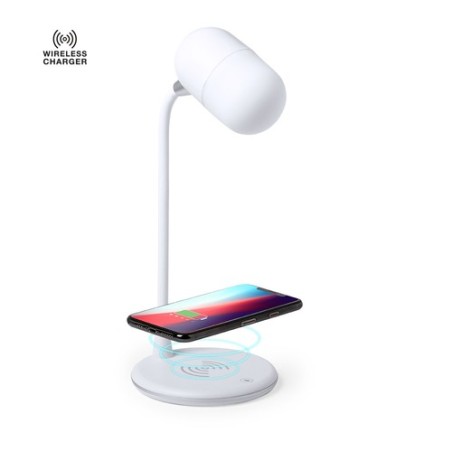 Lampe multifonction personnalisée avec éclairage et chargeur - Lerex Couleurs : blanc personnalisable avec votre logo