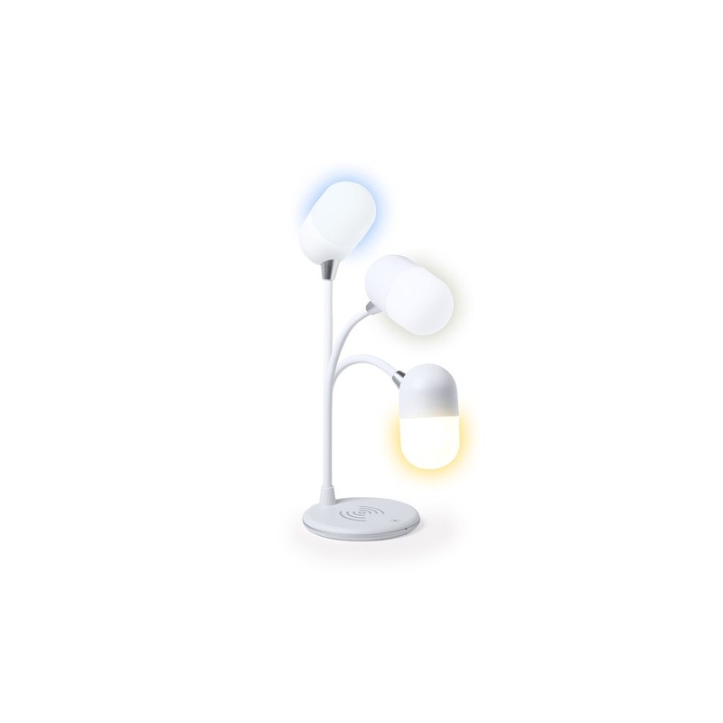 Lampe multifonction personnalisée avec éclairage et chargeur - Lerex Couleurs : blanc cadeau entreprise pas cher