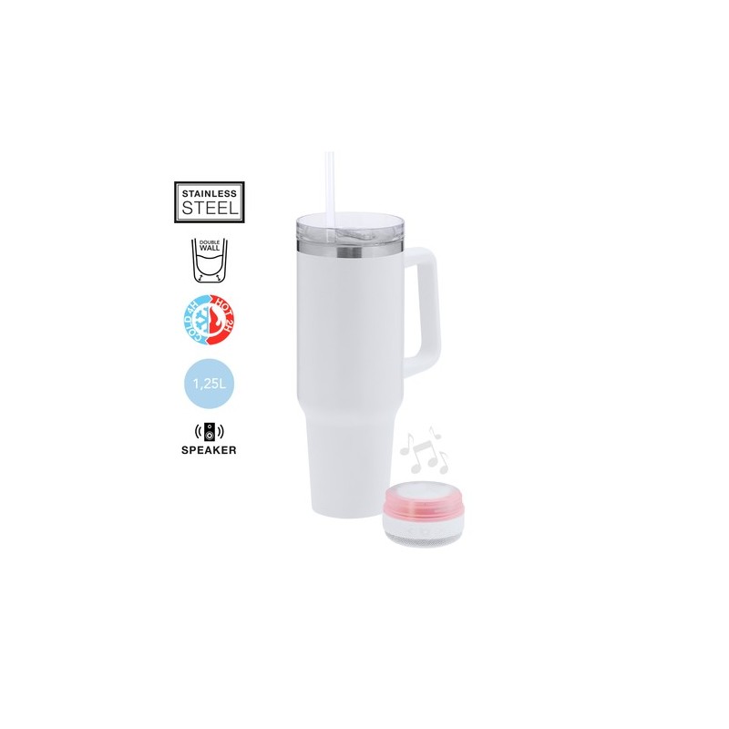 Carafe thermique personnalisée à prix réduit - Haut-Parleurs Tracir Matières : acier inoxydable Couleurs : blanc goodies publici