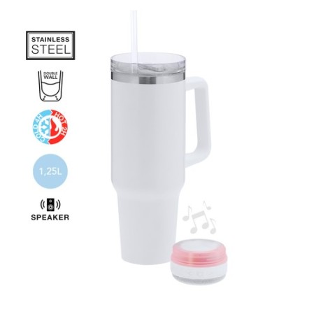 Carafe thermique personnalisée à prix réduit - Haut-Parleurs Tracir Matières : acier inoxydable Couleurs : blanc goodies publici