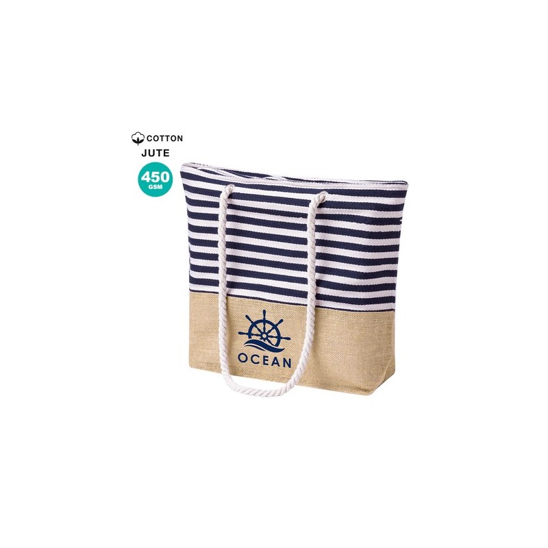Sac Unique Publicitaire en Coton et Jute Ivyx Matières : coton Couleurs : bleu marine personnalisable avec votre logo
