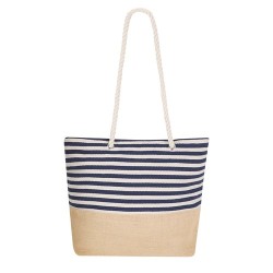 Sac Unique Publicitaire en Coton et Jute Ivyx Matières : coton Couleurs : bleu marine marquage laser ultra précis