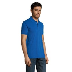 Polo personnalisé homme en polycoton 200g - PRIME MEN Matières : PET Taille textile : S Couleurs : bleu royal impression haute d