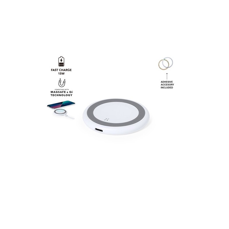Chargeur sans fil Personnalisé - Joyce Couleurs : blanc personnalisable avec votre logo