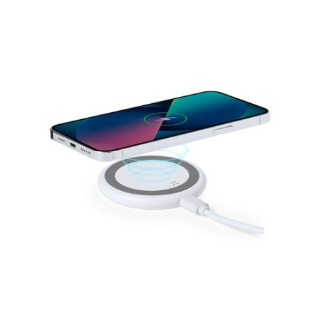 Chargeur sans fil Personnalisé - Joyce Couleurs : blanc marquage laser ultra précis