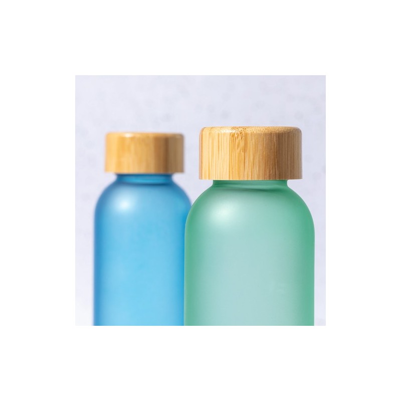 Bouteille Éco-responsable Personnalisée Bidon Eskay Matières : bambou Couleurs : bleu personnalisation rapide en France