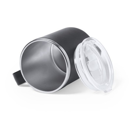 Tasse Isotherme Thermique Personnalisée Tikam Matières : acier inoxydable Couleurs : noir cadeau collaborateur premium