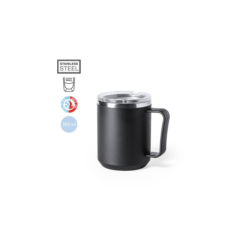 Tasse Isotherme Thermique Personnalisée Tikam Matières : acier inoxydable Couleurs : blanc marquage laser ultra précis