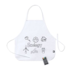 Tablier Éco-responsable Personnalisé Idéal pour Colorier - Mayfil Matières : PET recyclé Couleurs : blanc impression haute défin