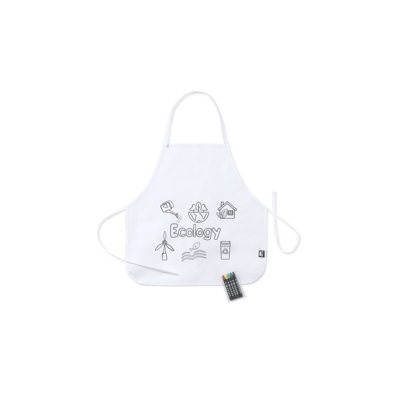 Tablier Éco-responsable Personnalisé Idéal pour Colorier - Mayfil Matières : PET recyclé Couleurs : blanc impression haute défin