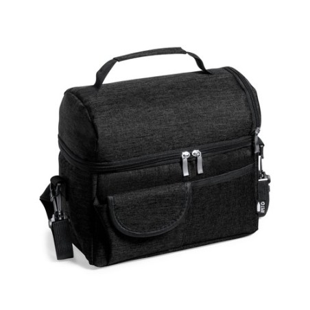 Glacière Éco-responsable Personnalisée Isotherme Gunnur Matières : PEVA Couleurs : noir personnalisable avec votre logo
