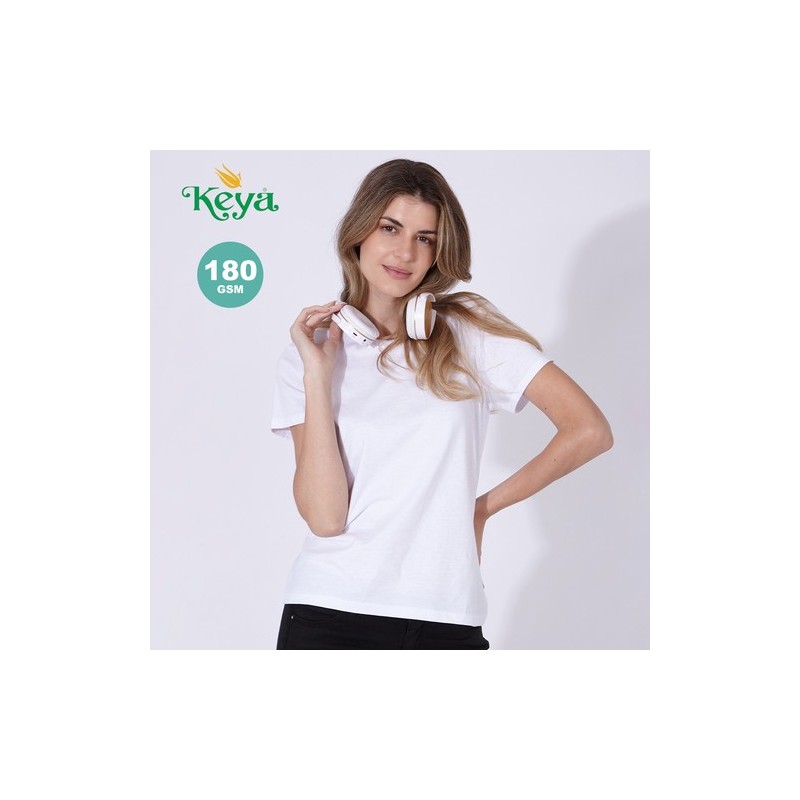 T-Shirt Blanc Femme Personnalisé 100% Coton WCS180 "Keya" Matières : coton Taille textile : L Couleurs : blanc objet publicitair
