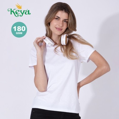 T-Shirt Blanc Femme Personnalisé 100% Coton WCS180 "Keya" Matières : coton Taille textile : L Couleurs : blanc objet publicitair