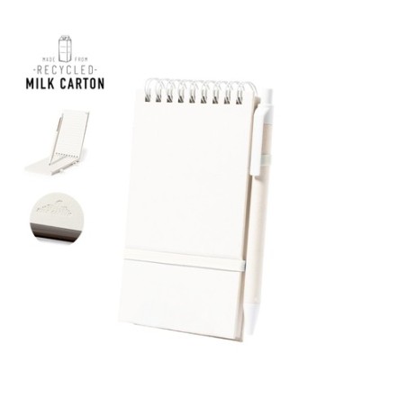 Cahier Éco-responsable Publicitaire Heiwor Matières : carton de lait recyclé