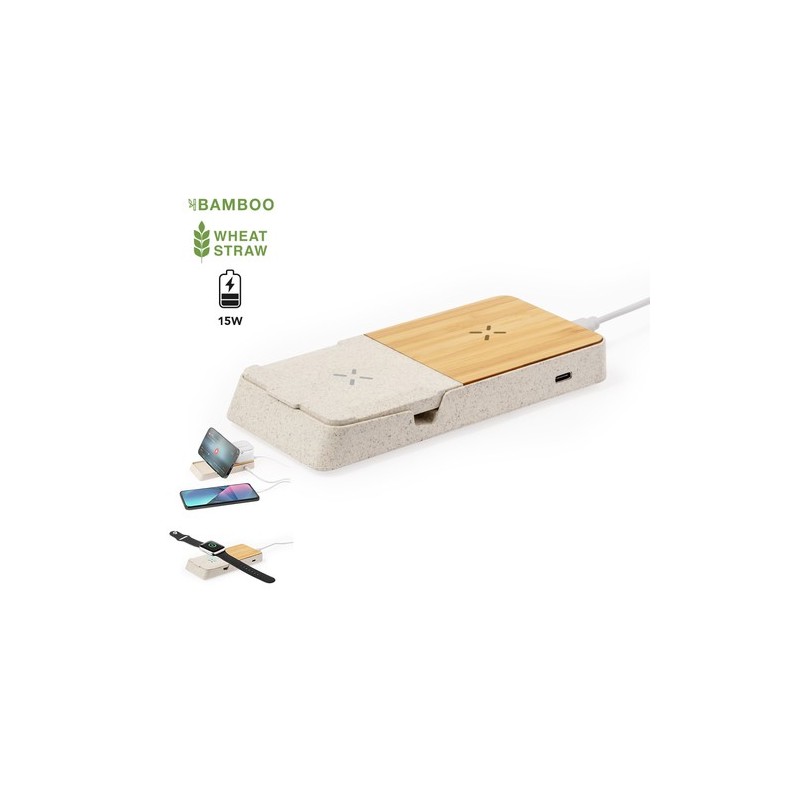 Chargeur Éco-responsable et Pratique Sans Fil Personnalisé Barichen Matières : ABS Couleurs : naturel personnalisable avec votre