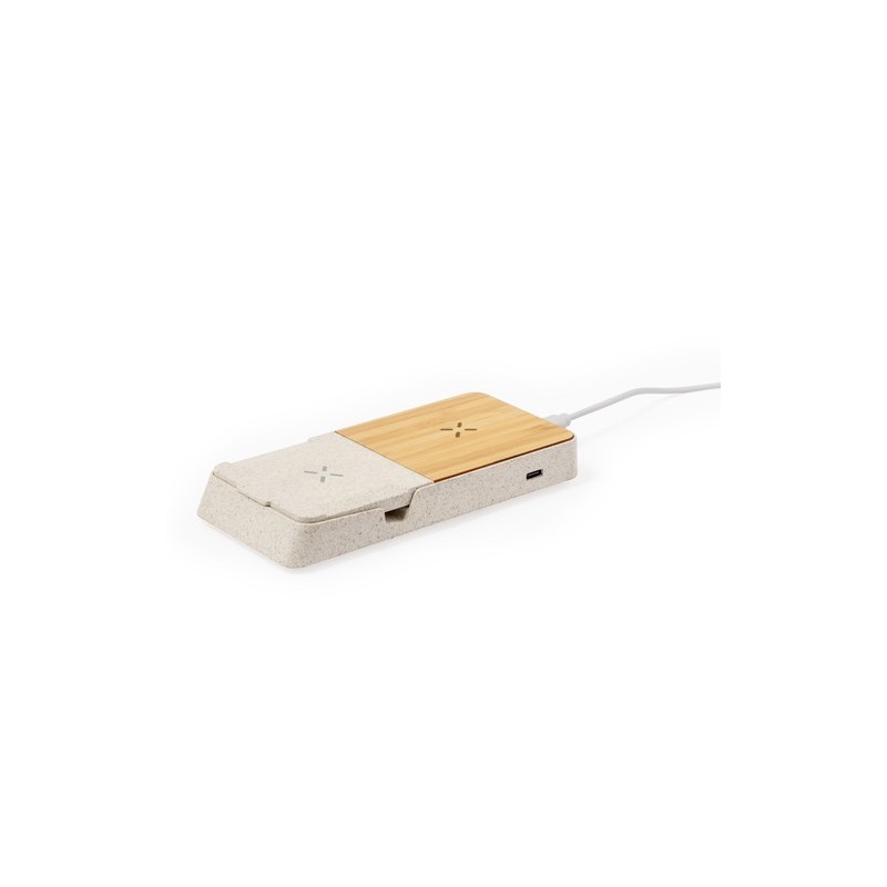 Chargeur Éco-responsable et Pratique Sans Fil Personnalisé Barichen Matières : ABS Couleurs : naturel cadeau entreprise pas cher